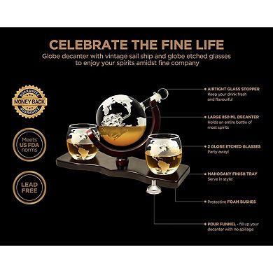 Whiskey Decanter Globe Set for Men