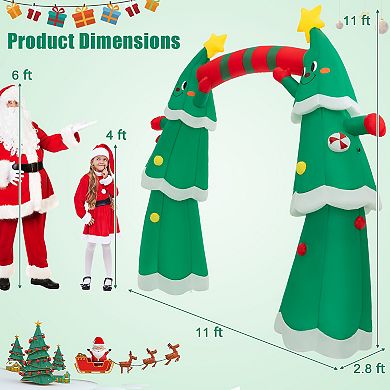 11 Feet Lighted Christmas Inflatable Archway Decoration With Santa Claus