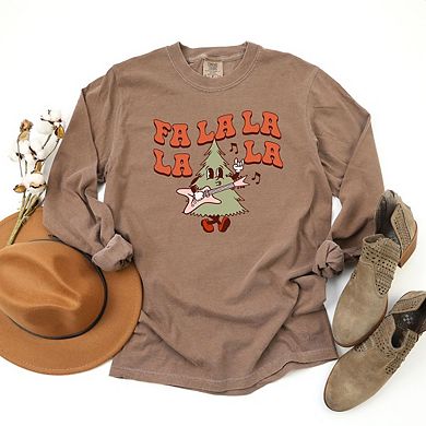 Fa La La Rockin Tree Garment Dyed  Long Sleeve Tees