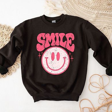 Pink Smiley Distressed Sweatshirt