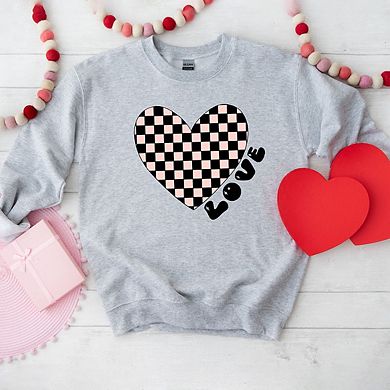Checkered Heart Black Sweatshirt