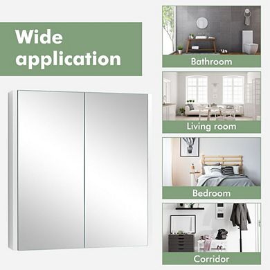 Hivvago 2-tier Wall-mounted Storage Cabinet With Double Mirror Doors