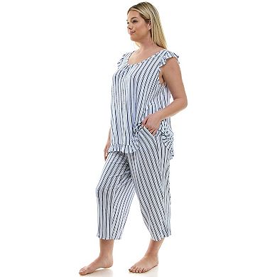Plus Size Croft & Barrow® Ruffled Pajama Tank Top & Pajama Capri Pants Set