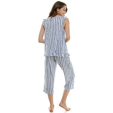 Petite Croft & Barrow® Ruffled Pajama Tank Top & Pajama Capri Pants Set