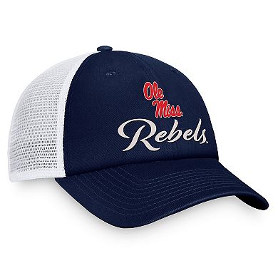 Women's Top of the World Navy/White Ole Miss Rebels Charm Trucker Adjustable Hat