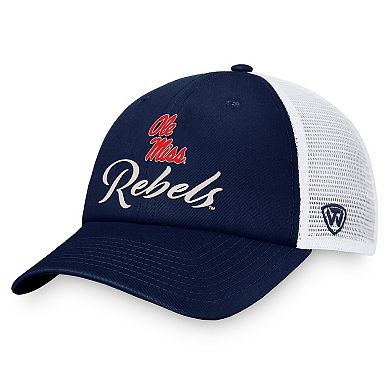 Women's Top of the World Navy/White Ole Miss Rebels Charm Trucker Adjustable Hat