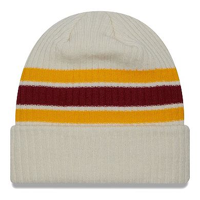 Men's New Era Cream Washington Commanders Team Stripe Cuffed Knit Hat