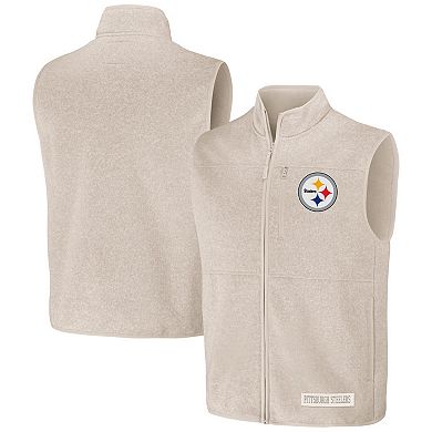 Men's NFL x Darius Rucker Collection by Fanatics  Oatmeal Pittsburgh Steelers Full-Zip Sweater Vest