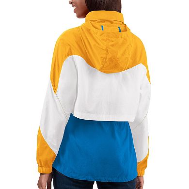 Women's G-III 4Her by Carl Banks Powder Blue/Gold Los Angeles Chargers Tie Breaker Lightweight Quarter-Zip Jacket