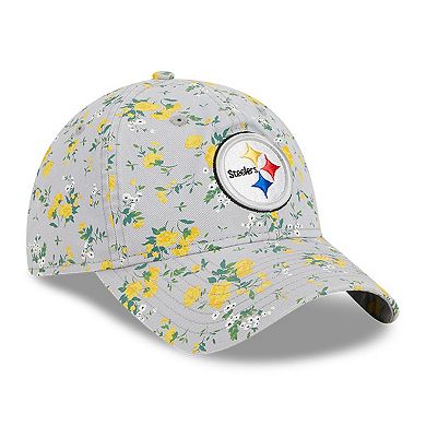Girls Youth New Era Gray Pittsburgh Steelers Bouquet 9TWENTY Adjustable Hat