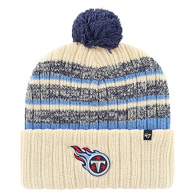 Men's '47  Cream Tennessee Titans  Tavern Cuffed Knit Hat with Pom