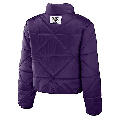 Women's WEAR by Erin Andrews  Purple Baltimore Ravens Cropped Puffer Full-Zip Jacket