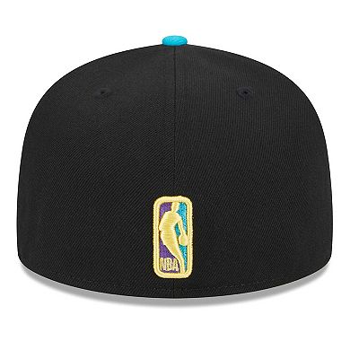 Men's New Era Black/Turquoise Brooklyn Nets Arcade Scheme 59FIFTY Fitted Hat