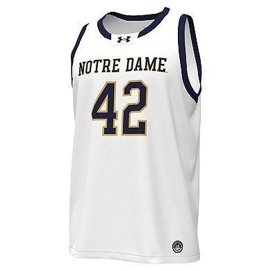 Men's Under Armour #42 White Notre Dame Fighting Irish Replica Basketball Jersey