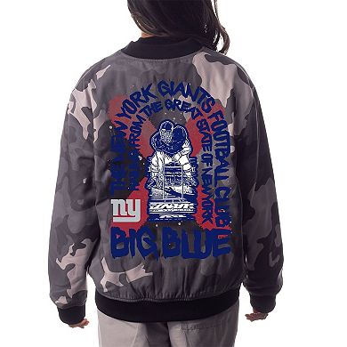Unisex The Wild Collective Gray New York Giants Camo Bomber Jacket