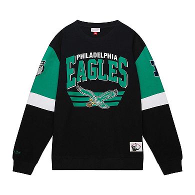 Men's Mitchell & Ness Black Philadelphia Eagles Big & Tall Fleece Pullover Sweatshirt