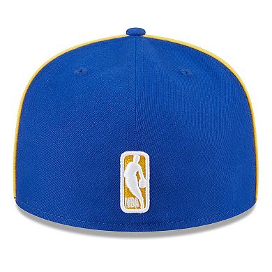 Men's New Era Royal Golden State Warriors Piped & Flocked 59Fifty Fitted Hat