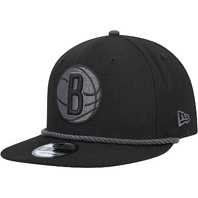 Men's New Era Black Brooklyn Nets Back Laurels 9FIFTY Snapback Hat