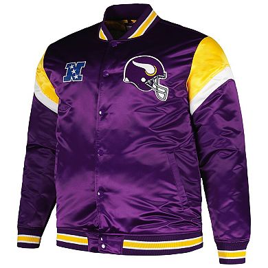 Men's Mitchell & Ness  Purple Minnesota Vikings Big & Tall Satin Full-Snap Jacket