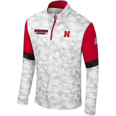 Men's Colosseum  Camo Nebraska Huskers OHT Military Appreciation Tomahawk Quarter-Zip Windshirt