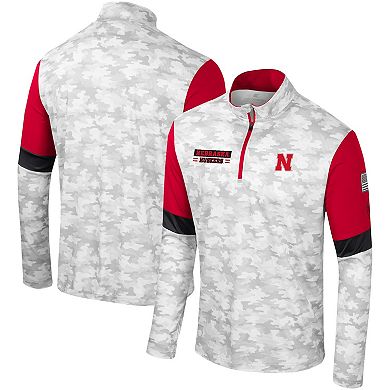 Men's Colosseum  Camo Nebraska Huskers OHT Military Appreciation Tomahawk Quarter-Zip Windshirt