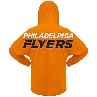 Women's Fanatics Branded Orange Philadelphia Flyers Jersey Lace-Up V-Neck Long Sleeve Hoodie T-Shirt