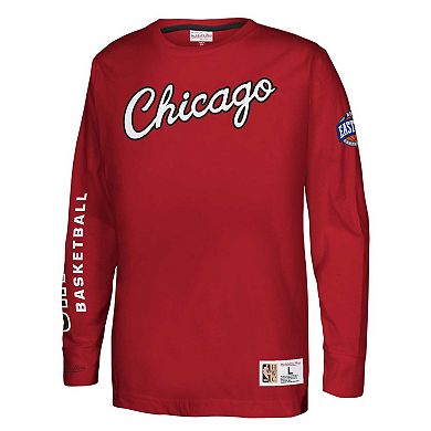 Youth Mitchell & Ness Red Chicago Bulls Heavyweight Long Sleeve T-Shirt