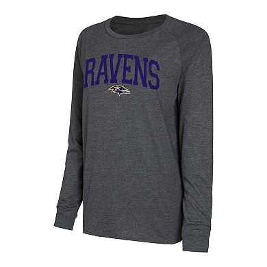 Women's Concepts Sport Purple/Black Baltimore Ravens Raglan Long Sleeve T-Shirt & Shorts Lounge Set