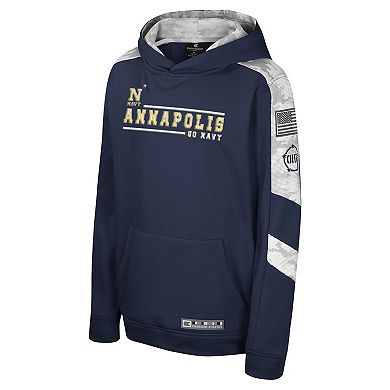 Youth Colosseum Navy Navy Midshipmen OHT Military Appreciation Cyclone Digital CamoÂ Pullover Hoodie