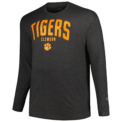 Men's Champion Charcoal Clemson Tigers Big & Tall Arch Long Sleeve T-Shirt
