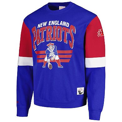 Men's Mitchell & Ness Royal New England Patriots Big & Tall Fleece Pullover Sweatshirt