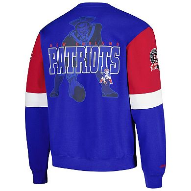 Men's Mitchell & Ness Royal New England Patriots Big & Tall Fleece Pullover Sweatshirt