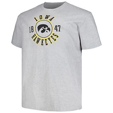 Men's Champion Heather Gray Iowa Hawkeyes Big & Tall Circle Logo T-Shirt