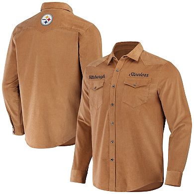 Men's NFL x Darius Rucker Collection by Fanatics Tan Pittsburgh Steelers Western Full-Snap Shirt