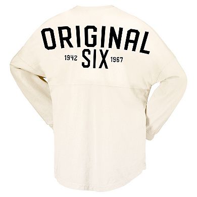 Women's Fanatics Branded Cream Montreal Canadiens Original Six Lace-Up Spirit Jersey Long Sleeve T-Shirt
