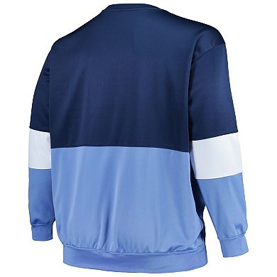 Men's Fanatics Branded Navy/Light Blue Memphis Grizzlies Big & Tall Split Pullover Sweatshirt