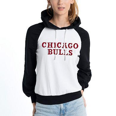 Women's Lusso White Chicago Bulls Marlowe Tri-Blend Raglan Pullover Hoodie
