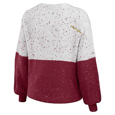 Women's WEAR by Erin Andrews  White/Burgundy Washington Commanders Color-Block Pullover Sweater