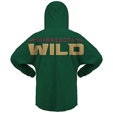 Women's Fanatics Branded Green Minnesota Wild Jersey Lace-Up V-Neck Long Sleeve Hoodie T-Shirt