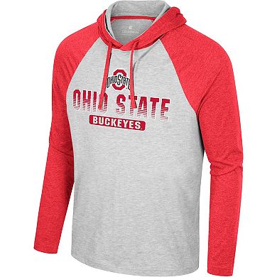Men's Colosseum  Heather Gray Ohio State Buckeyes Hasta La Vista Raglan Hoodie Long Sleeve T-Shirt
