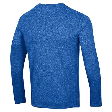 Men's Champion Heather Blue St. Louis Blues Multi-Logo Tri-Blend Long Sleeve T-Shirt