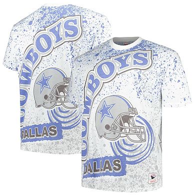 Men's Mitchell & Ness White Dallas Cowboys Big & Tall Allover Print T-Shirt
