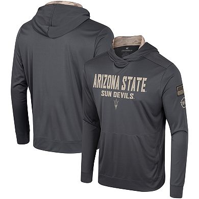 Men's Colosseum Charcoal Arizona State Sun Devils OHT Military Appreciation Long Sleeve Hoodie T-Shirt