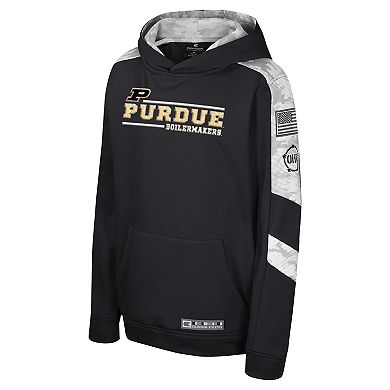 Youth Colosseum Black Purdue Boilermakers OHT Military Appreciation Cyclone Digital Camo Pullover Hoodie