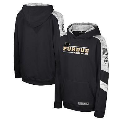 Youth Colosseum Black Purdue Boilermakers OHT Military Appreciation Cyclone Digital Camo Pullover Hoodie
