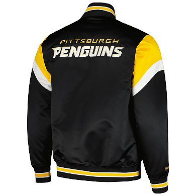 Men's Mitchell & Ness Black Pittsburgh Penguins Midweight Satin Full-Snap Jacket