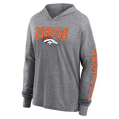 Women's Fanatics Branded Heather Gray Denver Broncos Classic Outline Pullover Hoodie