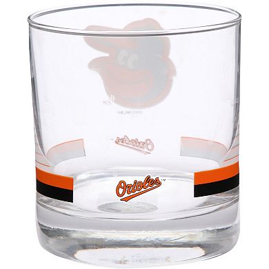 Baltimore Orioles Banded Rocks Glass