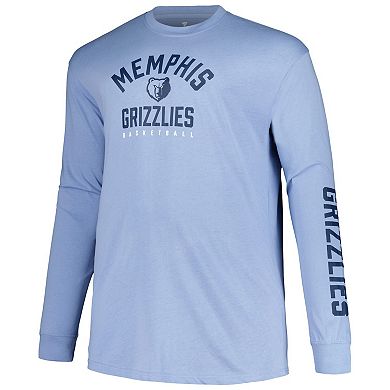 Men's Fanatics Branded Navy/Light Blue Memphis Grizzlies Big & Tall Short Sleeve & Long Sleeve T-Shirt Set