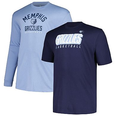 Men's Fanatics Branded Navy/Light Blue Memphis Grizzlies Big & Tall Short Sleeve & Long Sleeve T-Shirt Set